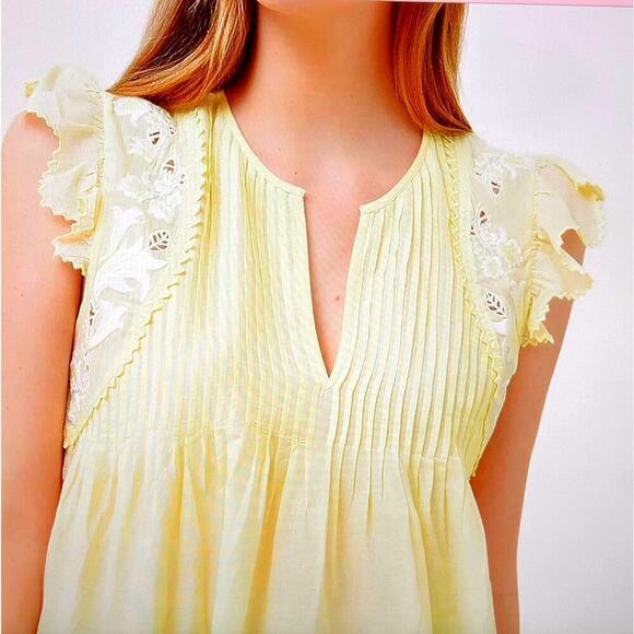 Zadig & Voltaire Tiara Tomboy Floral Embroidered Top - Butter - size S - Picture 5 of 9